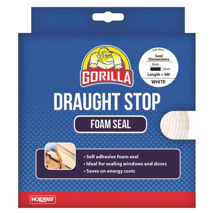 Gorilla 9mm x 3mm x 5m White Draughts Stop Foam
