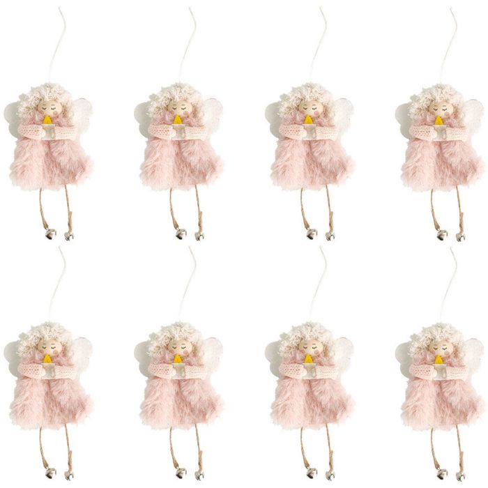 8PK Urban Tomte Eskimo Angel Hanging Christmas Decoration 14.5cm Pink