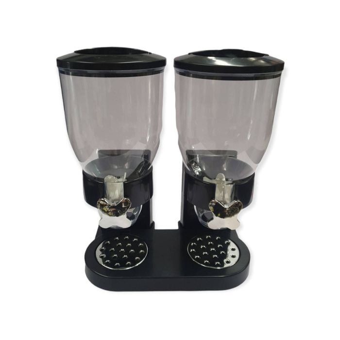 Kitchee 4L Double Cereal Dispenser Countertop for Rice Grains Storage Black