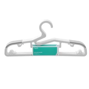 Practa White Anti Slip Clothes Hangers - Pack of 8