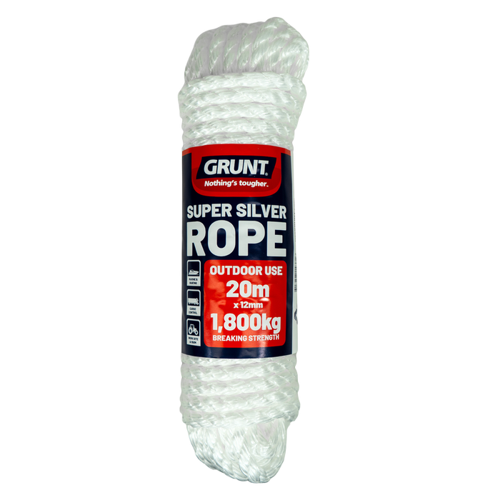 Grunt 12mm x 20m White Super Silver Rope - 12mm