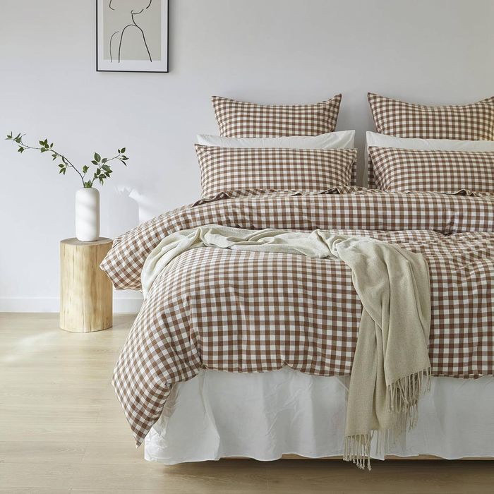Gioia Casa Yarn-Dyed Vintage Washed Cotton Quilt Cover Set - Brown, Single