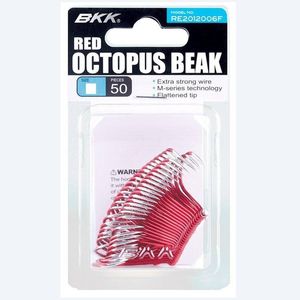 BKK Octopus Red Beak Bait Fishing Hook 50 Bulk Pack 6/0