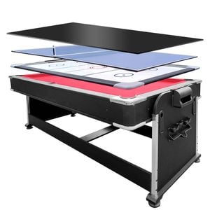 Leaf Living Versa 2026 4-in-1 7ft Convertible Table White Frame Air Hockey Pool Dining Tennis - Red Felt