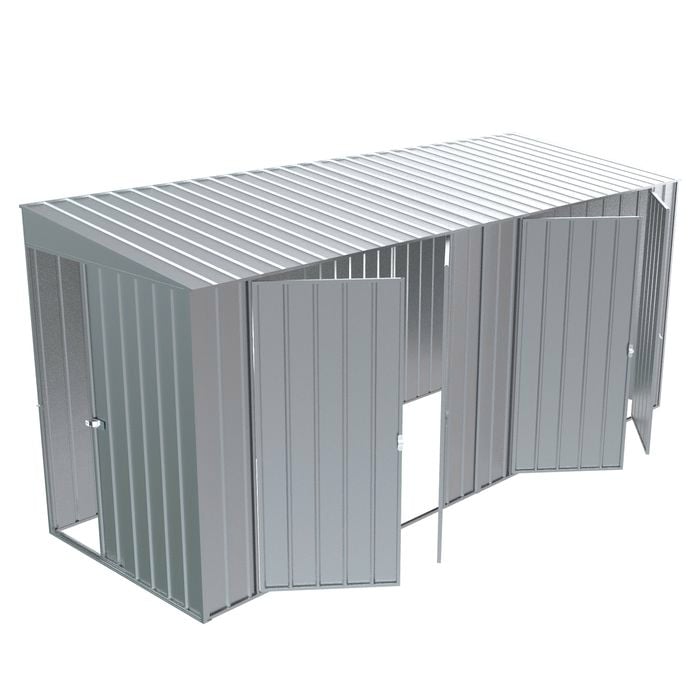 Build-a-Shed 1.5 x 4.5 x 2.0m Zinc Skillion Double Plus Double Hinged Side Doors Shed
