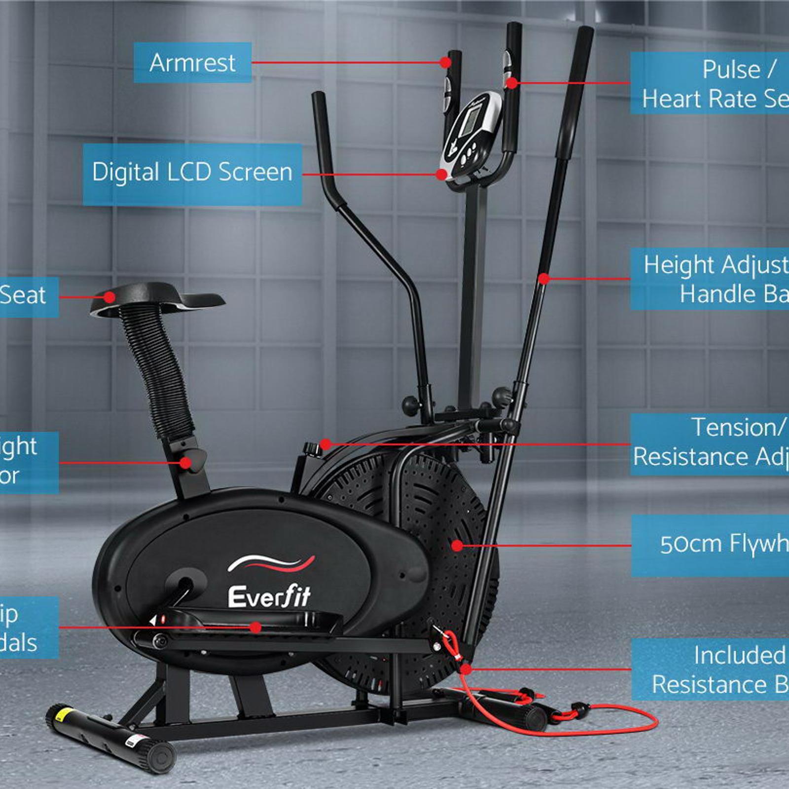 Everfit Exercise Bike Cross Trainer Bicycle Bunnings Australia