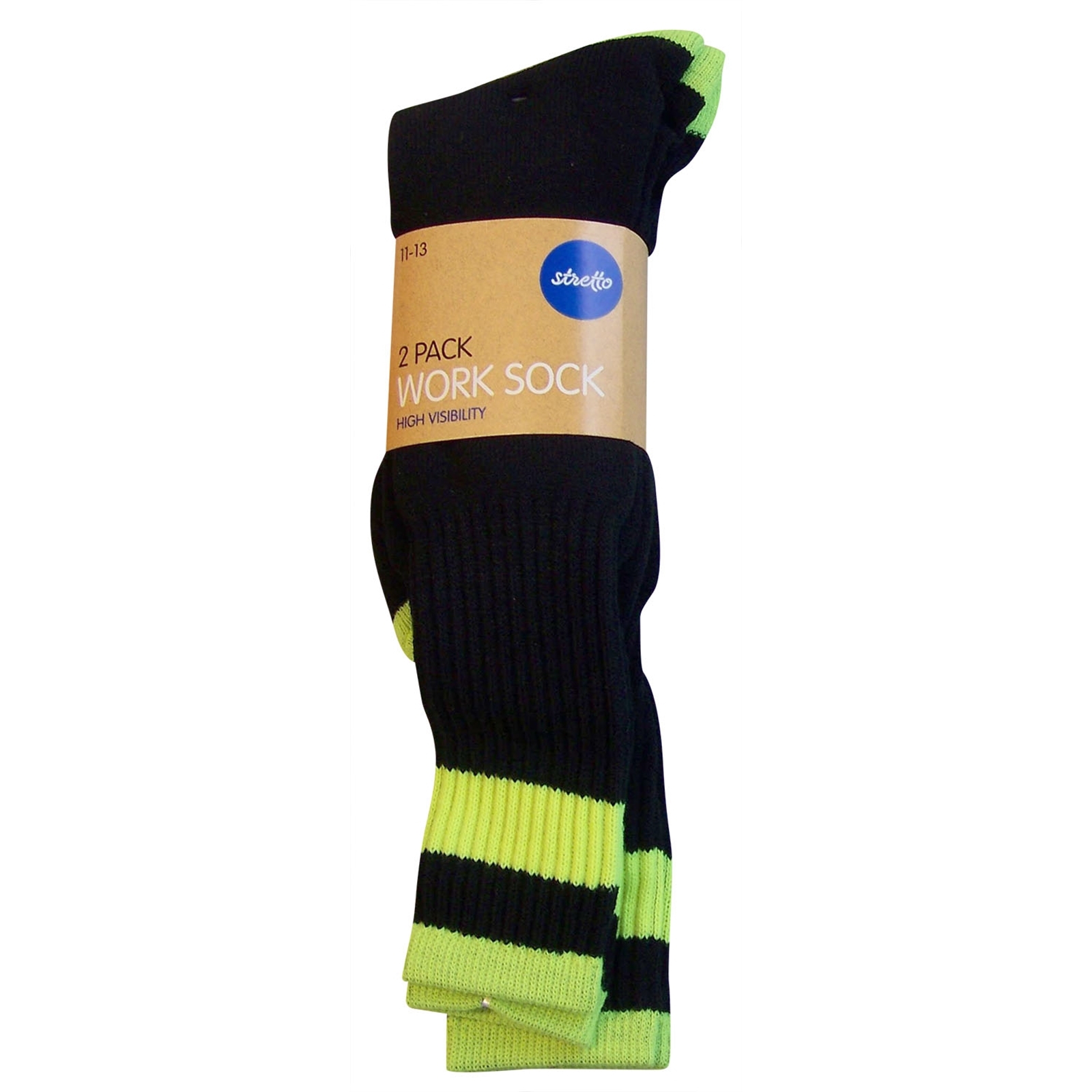 Stretto Mens Fluoro Work Sock sz 11-13 2pk