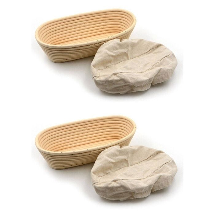 2PK Brunswick Bakers Oval Rattan 30cm Bread Banneton w/ Lining Sourdough Basket