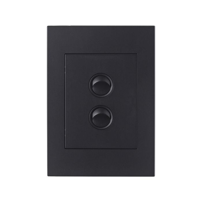 HPM 10A Grey Matte VIVO 2 Gang Vertical Rocker Switch