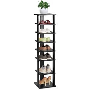 Costway 7-tier Industrial Shoe Rack Storage Tower Cabinet Entryway Shoe Organizer Black