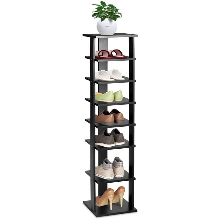 Costway 7-tier Industrial Shoe Rack Storage Tower Cabinet Entryway Shoe Organizer Black