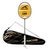 HUNDRED Medal Master Strung Badminton Racket (Dark Red/Black, Standard Size) | Material: Carbon Fibre | with Full Racket Cover