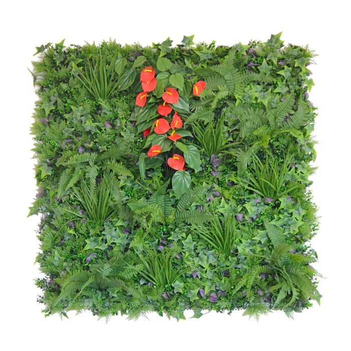 UN-REAL 100 x 100cm Luxury Artificial Hedge Tile - Anthurium