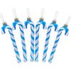 Catzon 6 Pcs Glitter Candy Cane Christmas Ornaments with Golden Ropes-Blue