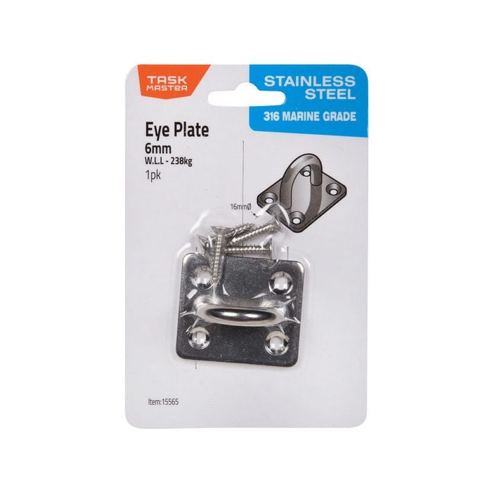 Taskmaster 6mm 316 Stainless Steel Square Eye Plate