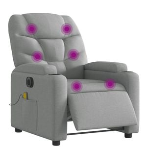 vidaXL Electric Massage Recliner Chair Armchair Single Sofa Light Grey Fabric