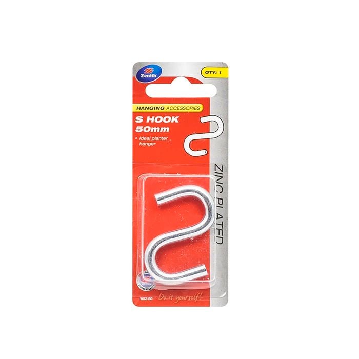 Zenith 50 x 6mm Zinc Plated S Hook