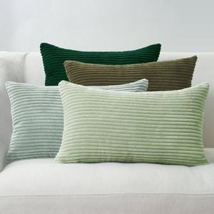 Gioia Casa Corduroy Velvet Cushion Covers - Soft Velvet Fabric with Hidden Zipper - Gradient Green, 30cm x 50cm (Pack of 4)