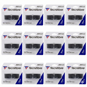 12x Tecnifibre Wax Tennis Grip Max Tacky Grip 2.1mm Strong Tackiness in Black