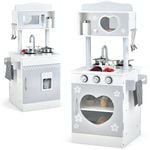 Costway Kids Kitchen Playset Double-sided Cooking Toy White