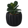Un-Real 11cm Black Fluted Pot Artificial Succulent