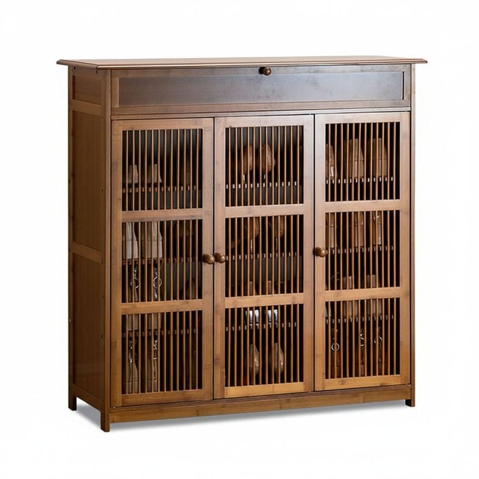 XXL 4-Tier Bamboo Shoe Rack Cabinet with Doors, Drawers