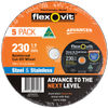 Flexovit 230 x 1.9 x 22.23mm Black Metal Cut Off Wheel - 5 Pack