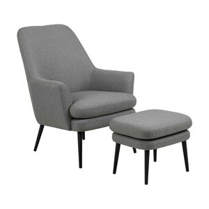 Modern Furniture KENDRA 73x95cm Lounge Chair with Footstool - Grey