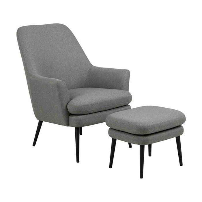 Modern Furniture KENDRA 73x95cm Lounge Chair with Footstool - Grey