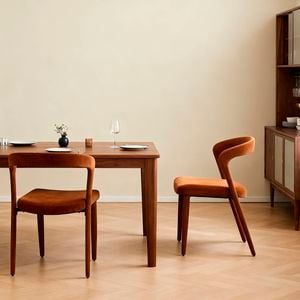 Homfurn Set Of 2 Modern Upholstered Velvet Dining Chair, Mid-century Accent Chair With Velvet Fabric & Curved Backrest, Red