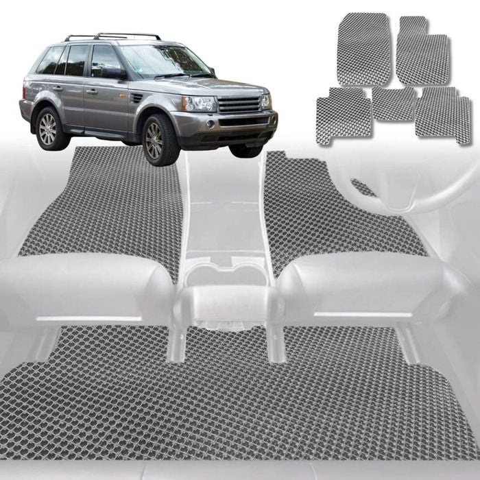 6D Diamond Car Floor Mats for Land Rover Range Rover Sport 2005-2013-Full Set-Grey-Outback GT
