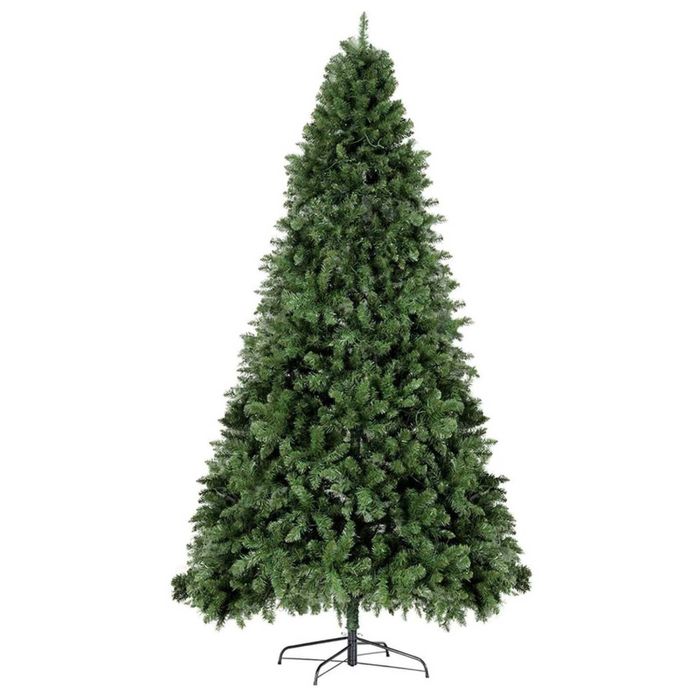 P&P Green 270cm Pre Lit Christmas Tree with 750 Warm White LEDs, 2590 Tips and Metal Stand Set