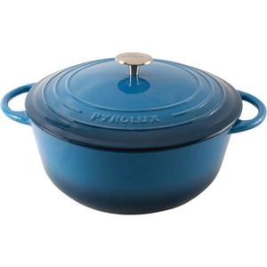 Pyrolux Pyrochef 20cm/2L Cast Iron Round Casserole w/ Lid Cooking Pot Ocean Blue