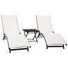 Vivere Coral Springs Phifer & Aluminum Outdoor Pool Lounger Set (3pc) - Pearl
