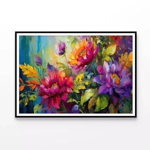 Flowers and Leaves Oil Painting  Print 100% Australian Made 120x90cm  (Poster)