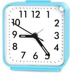 Small Analog Alarm Clock, Silent No Ticking, Luminous, Blue