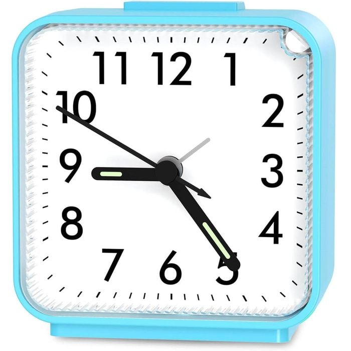 Small Analog Alarm Clock, Silent No Ticking, Luminous, Blue