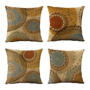 Catzon 4 Pcs Vintage Throw Pillow Covers Abstract Print for Living Room Decor