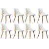 Oikiture 8x Dining Chairs Wooden Chair Kitchen Cafe Faux Leather Padded White