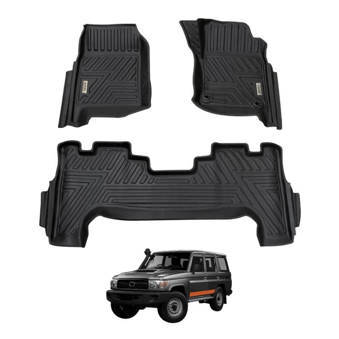 AUSGO Car Floor Mats for Toyota Land Cruiser Landcruiser 76 Series LC76 2012-2023 All-Weather Floor Liners