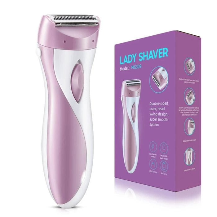 NNEOBA USB Rechargeable Womens Electric Razor Full-Body Hair Removal  Pink