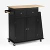 Lauft Black Rolling Kitchen Island Trolley | 2 Door Cabinet Mobile Cart