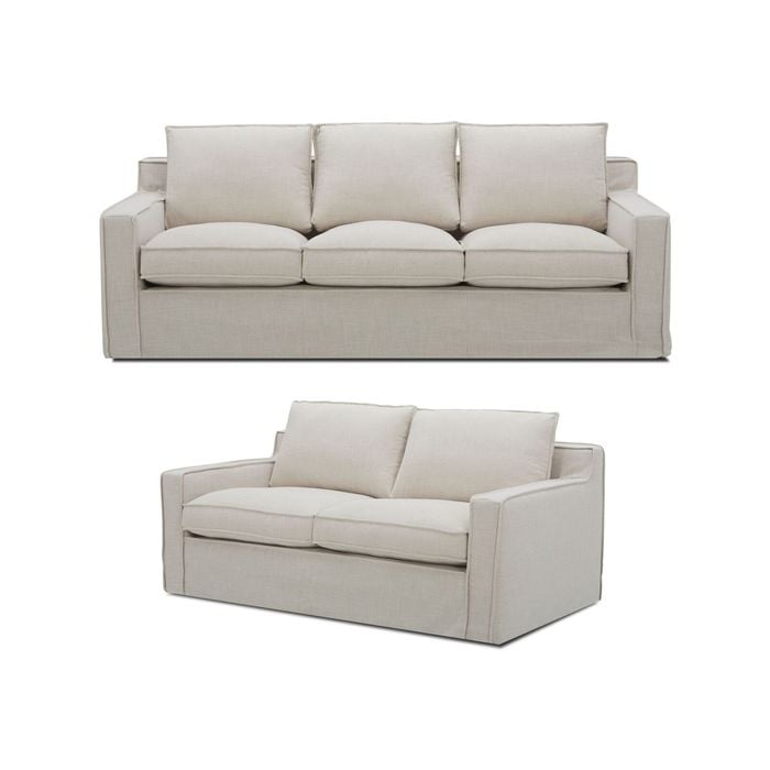 Plushy 2 + 3 Seater Sofa Set Fabric Uplholstered Lounge Couch - Stone