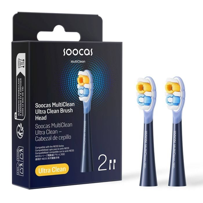 Soocas Neos Ii & Neos Ii Ultra Clean Toothbrush Head Midnight Blue Cv 2 Packs (t04)