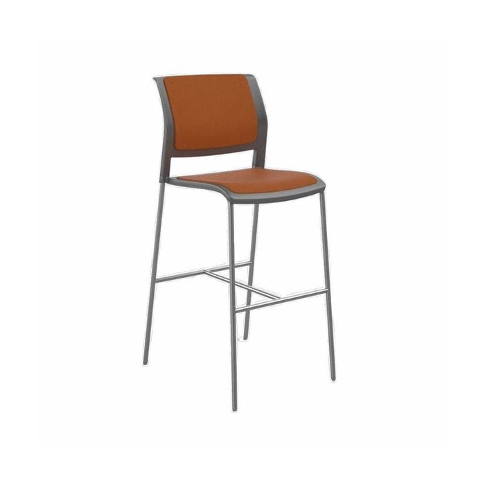 Olg Game Bar Stool Chrome Legs Charcoal Shell Bright Orange Upholstered Seat And Back