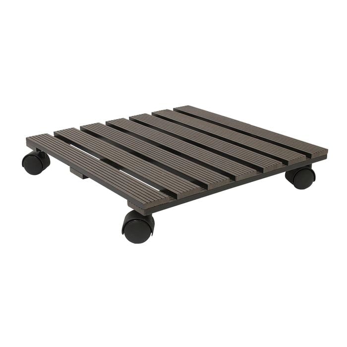 Jack 40cm Charcoal Wood Poly Composite Square Pot Trolley