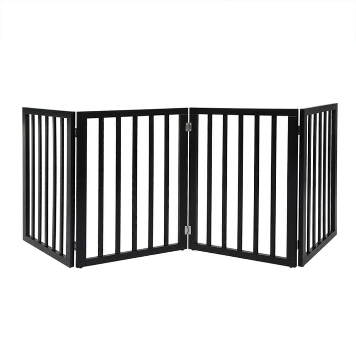 Pawz 4-Panel Wooden Foldable Pet Gate Black