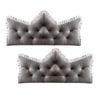 SOGA 2x120cm Crown Pillows Tufted Grey Headboard Cushion Set