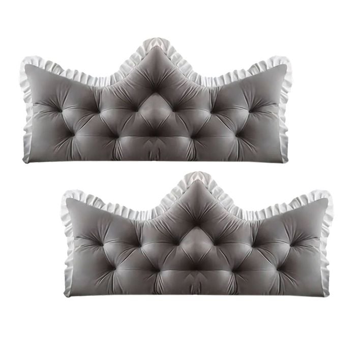 SOGA 2x120cm Crown Pillows Tufted Grey Headboard Cushion Set