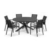 Houston Outdoor 1.5m Round Aluminium Table With 6 Patonga Dining Chairs Charcoal